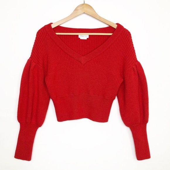 Lovers and friends, Dash, red V-neck puffed sleeve sweater ❤️ - Picture 2 of 10